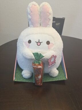New! Molang Plush Bunny - White with Pink Accents